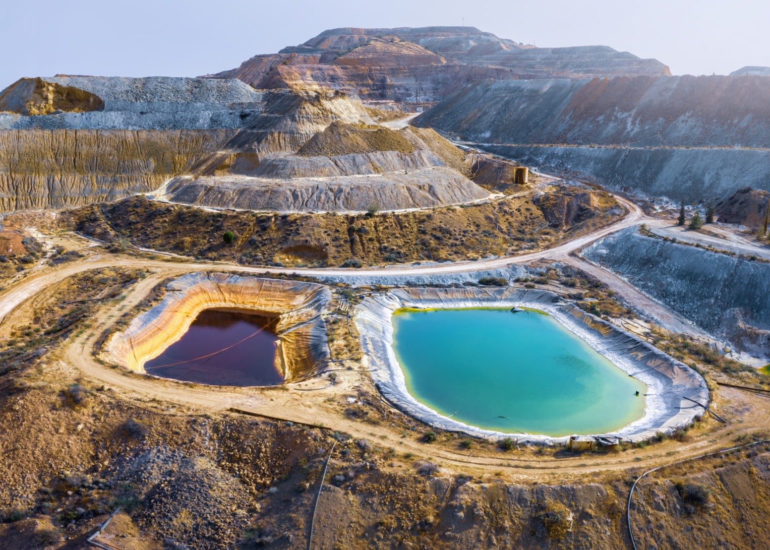 Mining & Metallurgy site with two ponds of tailings water